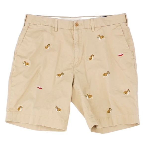 Polo Ralph Lauren Men’s Bulldog Embroidery Chino Shorts in Natural - Picture 5 of 6
